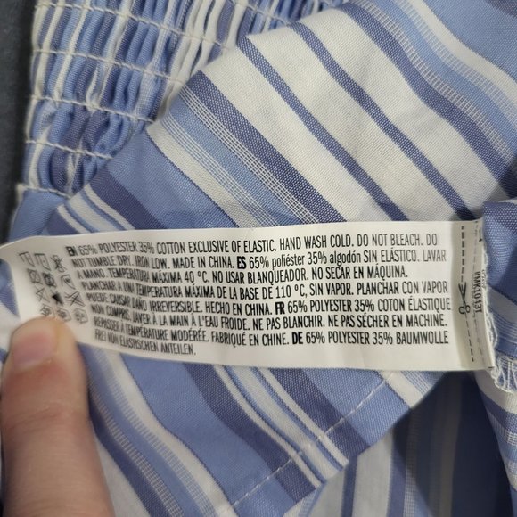 ENGLISH FACTORY Women's SZ Medium Striped Smocked Ruffled Tank Top Blue White - Picture 5 of 6